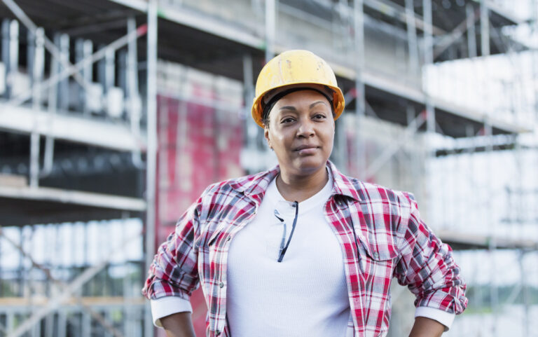African-American woman working at construction site